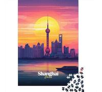 Puzzle 1000 Pièces avec Shanghai Skyline Sunset, 70x50cm/1000pcs
