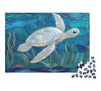 Puzzle 1000 Pièces avec Stained Glass Sea Turtle, 52x38cm/1000pcs | Pour les vacances de Noël : Puzzle adulte 1000 pièces ; pour profiter de l'hiver à la maison avec l'ensemble du défi.