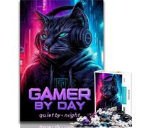 Puzzle 1000 pièces avec Un Chat Portant Un Casque, idéal pour Les Adultes, idéal pour soulager Le Stress et Les défis (38x26cm)