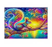 Puzzle 1000 pièces avec un écureuil coloré, des fleurs et des branches | 38x26cm Animal des bois décoratif, plumes aux tons précieux, détails floraux lumineux, puzzle inspiré de la nature, trois