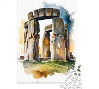Puzzle 1000 Pièces avec Watercolor Stonehenge, 52x38cm/1000pcs