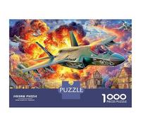Puzzle 1000 pièces « Avion de Guerre au-Dessus d'un Village » : Créatures Marines fantastiques. Jeu éducatif Adulte, Belle décoration, défi Haut Niveau, Cadeau d'anniversaire. 38 x 26 cm
