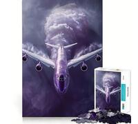 Puzzle 1000 pièces Avion Violet dans Le Ciel pour Adolescents Jeu de logique Clair et Relaxant Découpe Parfaite (38x52cm)