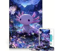 Puzzle 1000 pièces Axolotl avec Anges dans Un Paysage Fantastique Jeu de précision et de Stimulation Cognitive Attente du Temps Idée Cadeau d'anniversaire Artistique (38x26cm)
