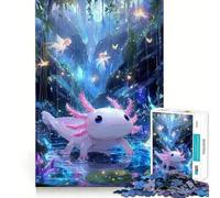 Puzzle 1000 pièces Axolotl dans la forêt enchantée Jeu de précision et de Stimulation Cognitive Idée Cadeau pour Un Anniversaire créatif (50x75cm)