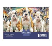 Puzzle 1000 pièces « Balade de Chiots » : Trois Chiots adorables alignés. Jeu éducatif Adulte, décoration raffinée, défi Stimulant, difficulté élevée, Cadeau d'anniversaire. 70 x 50 cm