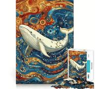 Puzzle 1000 pièces Baleine Blanche Style Gustav pour Adultes Jeu de mémoire Amusant Pièces Robustes et aux découpes nettes Cadeau Unique pour soulager Le Stress (50x75cm)