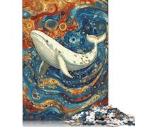 Puzzle 1000 pièces Baleine Blanche Style Gustav Puzzles Carrés Créatifs en Bois pour Adultes Cadeaux de Noël 1000 pièces (75 x 50 cm)