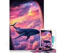 Puzzle 1000 pièces Baleine Ciel Avion Fenêtre Jeu Amusant Technologie de découpe Laser avancée Jouet d'intérieur pour Les fêtes (50x75cm)