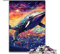 Puzzle 1000 pièces Baleine colorée en Bois, pour Les Anniversaires, Noël, Halloween, Thanksgiving et Pâques (Taille 50x75cm)