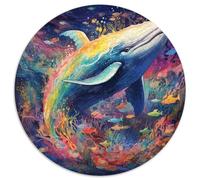Puzzle 1000 pièces Baleine colorée, Puzzle Rond 1000 pièces pour Adultes, Design Complexe pour Adolescents, décoration DIY et Divertissement Stimulant (67,5x67,5cm)