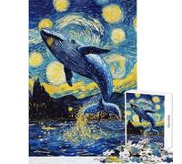 Puzzle 1000 pièces Baleine dans Une Nuit étoilée Jeu de réflexion pour Adultes Niveau de difficulté élevé Idéal comme Cadeau pour Toute la Famille (Dimensions 38x52cm)