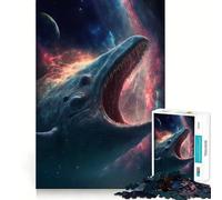 Puzzle 1000 pièces Baleine de l'espace Bleue,Assemblage Parfait,Art,Jeu Intelligent,activité de détente,Cadeau d'anniversaire (38x52cm)