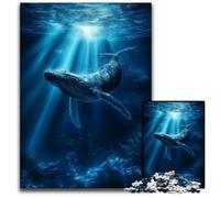 Puzzle 1000 pièces Baleine de l'océan Puzzles en Carton Décoration DIY, Défi cérébral, pour Adultes, Famille, Cadeau de Vacances 26x38cm