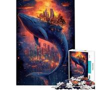 Puzzle 1000 pièces Baleine Paysage Urbain Fantastique Jeu éducatif Difficile et Stimulant d'analyse et de logique Convient aux 14 Ans et Plus (38x26cm)