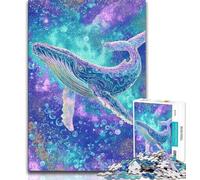 Puzzle 1000 pièces Baleine Spirituelle Majestueuse pour Adolescents, Jeu Familial Anti-Stress, Défi Difficile, Cadeaux Secrets du Père Noël (75x50cm)