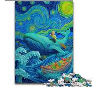 Puzzle 1000 pièces Baleines dans Le Ciel Nocturne pour Adultes et Adolescents, Interaction Parent-Enfant intéressante pour réduire Le Stress (26x38cm)