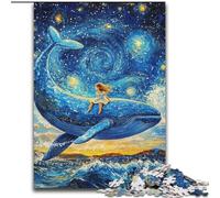 Puzzle 1000 pièces Baleines dans Le Ciel Nocturne pour Adultes, Jeu Stimulant et Familial avec Affiche et fiche de Questions-réponses 26x38cm