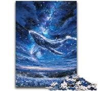 Puzzle 1000 pièces Baleines sous Le Ciel étoilé Jeu éducatif Défi Jouet Décoration Murale Cadeaux d'anniversaire et de Noël Uniques 26x38cm
