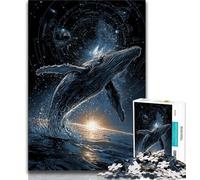 Puzzle 1000 pièces Baleines sous Le Ciel Nocturne pour Adolescents et Adultes, Anti-Stress, Difficile à réaliser, idéal pour la décoration de Bureau (38x26cm)