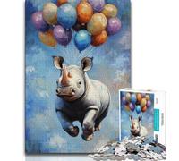 Puzzle 1000 pièces Ballon Rhino pour Adolescents Jeu Stimulant et Familial Cadeaux du Père Noël Secret (26x38cm)