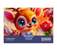 Puzzle 1000 pièces Bambi Cerf Rose Coucher Soleil - Adulte, Idée Cadeau, Décoration Murale 52x38cm/1000pcs