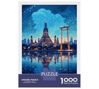 Puzzle 1000 Pièces Bangkok Cityscape at Night Puzzle pour Adolescents Améliore La Mémoire Entraîne Ton Cerveau Et Tes Mains Jouet Addictif pour Cultiver La Patience 38x26cm/1000pcs