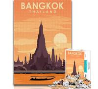 Puzzle 1000 pièces Bangkok Thaïlande Voyage pour Adultes et Adolescents, Staycation Kill Time, Chaque pièce est Unique - Jeu Familial Stimulant et Amusant 38x26cm