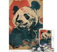 Puzzle 1000 pièces Banksy Panda fumant Art DIY Jouets Cadeaux Père Noël Secret Jeu éducatif avec pièces de Formes aléatoires entièrement emboîtables (Dimensions 50x75cm)