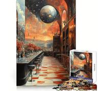 Puzzle 1000 pièces Bar surréaliste avec Vue céleste pour Adultes Jeu Intelligent et décoratif Mural Découpe précise 38x52cm