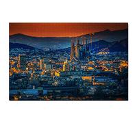 Puzzle 1000 pièces Basilique de la Sagrada Familia Barcelone Espagne Jeu d'art Souvenir de Voyage Papier 50x70CM