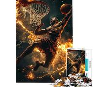 Puzzle 1000 pièces Basket-Ball enflammé Jeu pour stimuler Le Cerveau Décoration intérieure Jeu Familial pour Les 14 Ans et Plus (38x52cm)