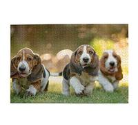 Puzzle 1000 pièces Basset Hounds Chiots Animaux de Compagnie Chiens de pelouse Basset Puzzle Jouet Jeu Familial Décoration Murale pour Adultes Adolescents 70x50CM