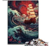 Puzzle 1000 pièces Bateau naviguant sur la Vague pour Adolescents, Jouets éducatifs, Jeux Anti-Stress, Cadeaux du Père Noël Secret pour Les Adolescents de 14 Ans et Plus (26x38cm)