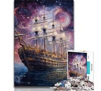 Puzzle 1000 pièces Bateau Pirate de la Galaxie Puzzle 1000 pièces pour Adultes Jouets éducatifs Jeux Anti-Stress décoration d'intérieur Unique et Cadeaux (50x75cm)