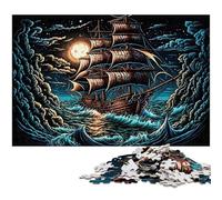 Puzzle 1000 pièces Bateau Pirate pour Adultes, Puzzles Difficiles pour Adultes, pour Les Vacances et Décoration d'Intérieur 26x38cm / 10,23x14,96 Pouces