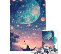 Puzzle 1000 pièces Bateau Solitaire sous Une Lune géante Puzzle 1000 pièces Décoration intérieure Jouet mais Casse-tête Amusant et Humoristique Jeux de réflexion en Famille (38x52cm)