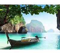 Puzzle 1000 pièces « Bateau sur Une Petite île en Thaïlande », Grand Jeu de Puzzle pour Adultes et Adolescents, 38x52cm