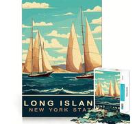 Puzzle 1000 pièces Bateaux à Voile de Long Island Découpe précise Jeu d'art et de développement cognitif Loisirs Amusants Cadeau apaisant pour Noël (50x75cm)