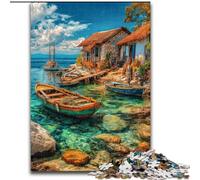 Puzzle 1000 pièces Bateaux sur Une île Touristique pour Adultes et Adolescents, Jeu éducatif et Stimulant pour Les familles, idéal pour Les Anniversaires et Noël 26x38cm