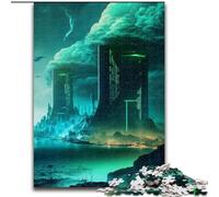 Puzzle 1000 pièces Bâtiment de Ville futuriste Puzzles stimulants Parfait pour Les réunions de Famille, Les Anniversaires, Les Vacances Taille 38x26cm