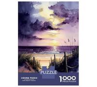 Puzzle 1000 Pièces Beach at Purple Sunset 2 Puzzles pour Adultes, Jouets Anti-Stress, Cadeaux pour Femmes, Cadeaux d'anniversaire Uniques 52x38cm/1000pcs