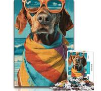 Puzzle 1000 pièces Beach Dog, Jeu Stimulant et décoration Murale pour Toute la Famille, Cadeaux d'anniversaire et de Noël Uniques (75x50cm)