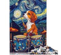 Puzzle 1000 pièces Beagle Drummer Nuit étoilée pour Adultes, difficulté : renforce Les Relations Entre Les Membres de la Famille (1000 pièces, 38 x 26 cm)