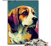 Puzzle 1000 pièces Beagle Pop Art Chien Puzzles en Bois Taille 50x75cm Casse-tête Stimulant pour Les Adolescents, soirée de Jeux en Famille Amusante