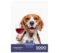 Puzzle 1000 Pièces Beagle with Wine Glass Puzzles pour Adultes - Cadeau d'anniversaire - Jeu Difficile Et Stimulant - Cadeaux 70x50cm/1000pcs
