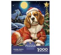 Puzzle 1000 Pièces Beagle Xmas Puzzles pour Adultes, Jouets Anti-Stress, Cadeaux pour Femmes, Cadeaux d'anniversaire Uniques 70x50cm/1000pcs