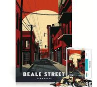 Puzzle 1000 pièces Beale Street Tennessee,découpe exacte,Jeu de logique,Jeu de détente,Cadeau Artistique de Noël (38x26cm)