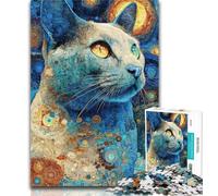 Puzzle 1000 pièces Beau Chat Puzzles Adultes 1000 pièces Difficile, intéressant Réduction du Stress Interaction Parent-Enfant 26x38cm