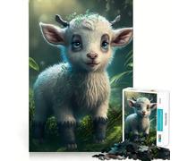 Puzzle 1000 pièces Bébé Chèvre Jeu de réflexion décoratif et Facile à Assembler Cadeau Calme Cadeau d'anniversaire Artistique (38x52cm)